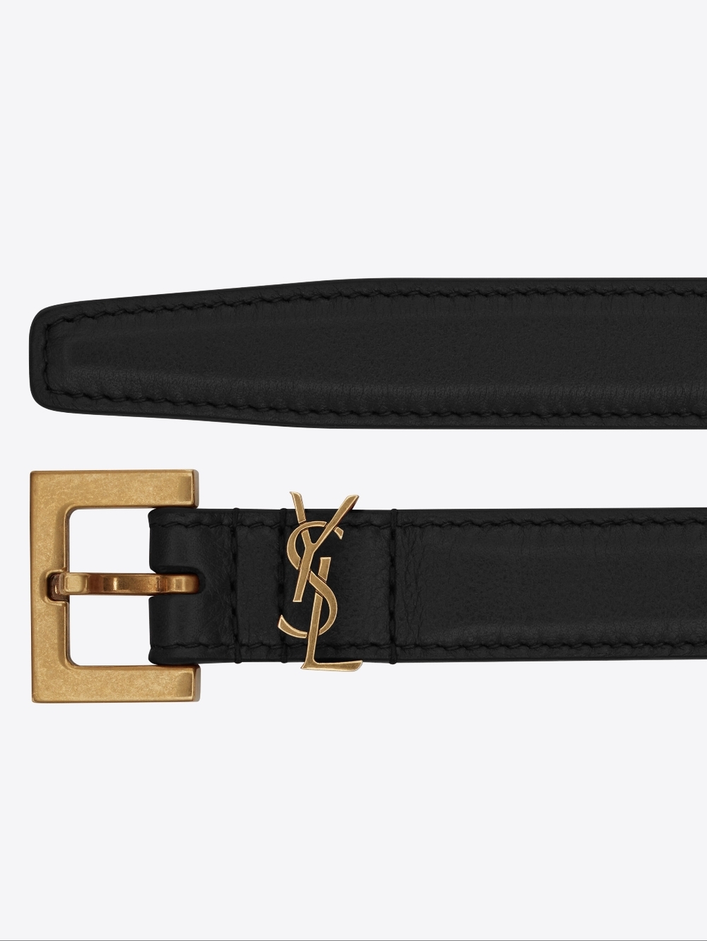 Brand New! YSL Saint Laurent CASSANDRE Thin Belt Smooth Leather BLACK Calfskin - Picture 9 of 14